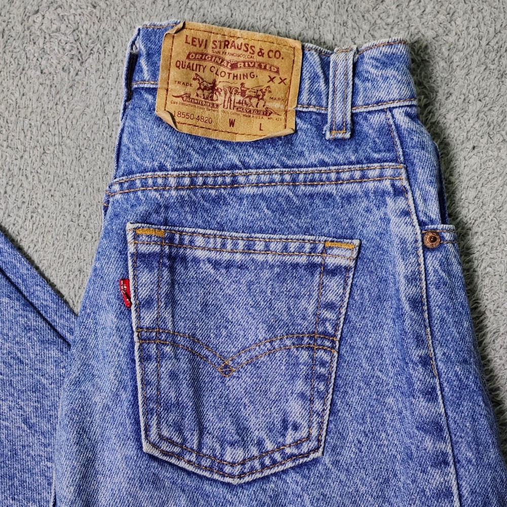 Levi's Womens 3L 550 Relaxed Fit Tapered Jeans Acid Wash Blue Made in USA 90s - Picture 2 of 10